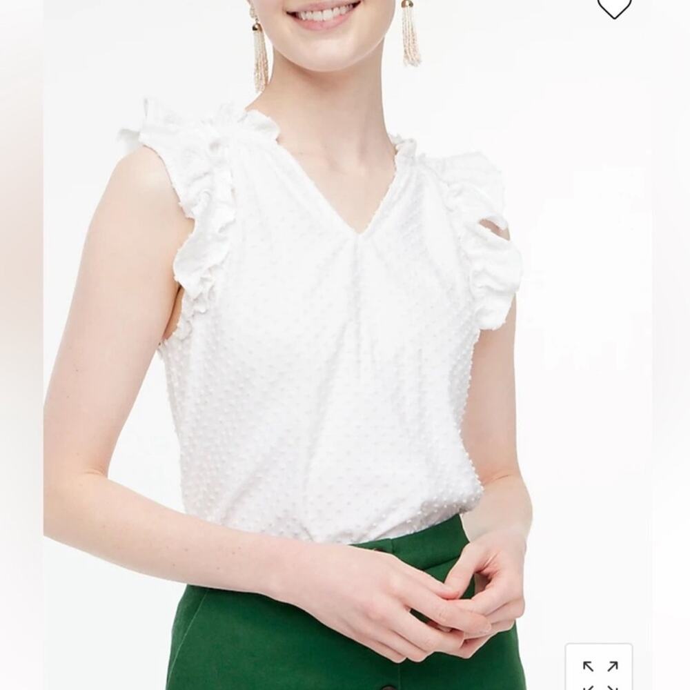 J. Crew Women's XL V-Neck Ruffle Cap Sleeve Clip-Dot Blouse - Picture 1 of 9